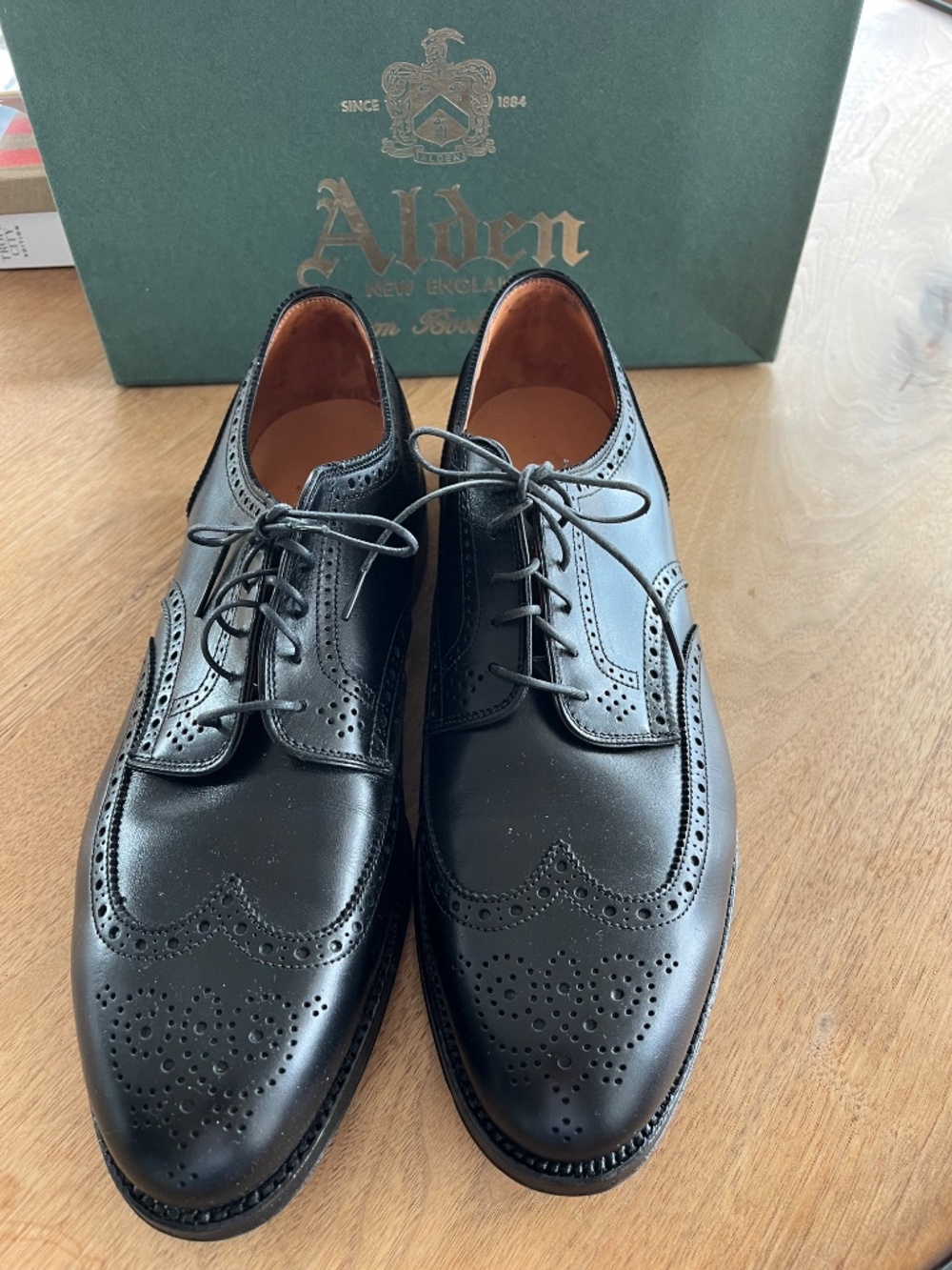 NIB Alden 967 Wingtip Bluchers Men's 9.5D Black Calf